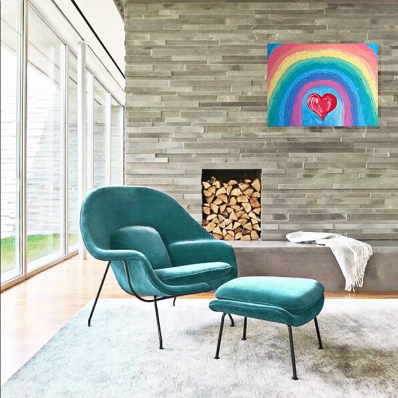 Rainbow Heart Painting Abstraction Acrylic Arts - Picture 11 of 11